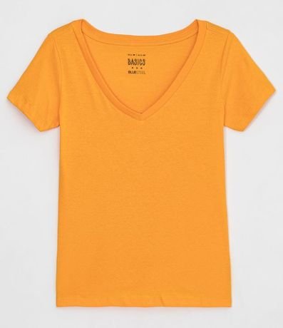 Blusa Básica en Algodón con Escote V y Manga Corta 4