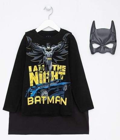 Remera Estampa de Batman con Capa y Mascara - Tam 3 a 10 años 1