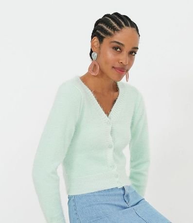 Cardigan con Pelitos y Botones de Punto