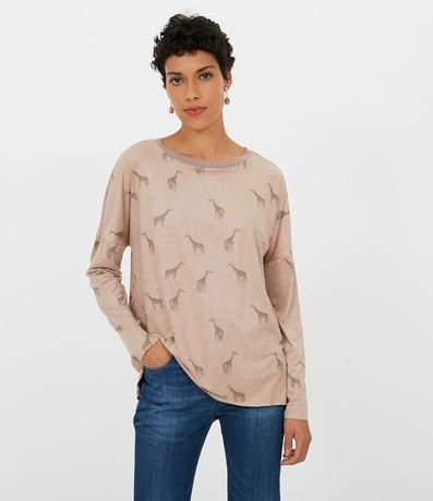 Blusa Manga Larga con Estampa Girafas