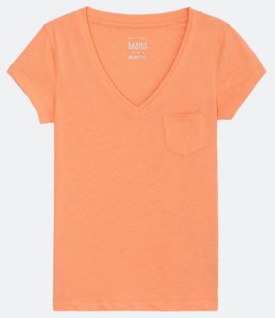 Blusa Básica en Algodón con Manga Corta y Bolsillo Pequeño 4