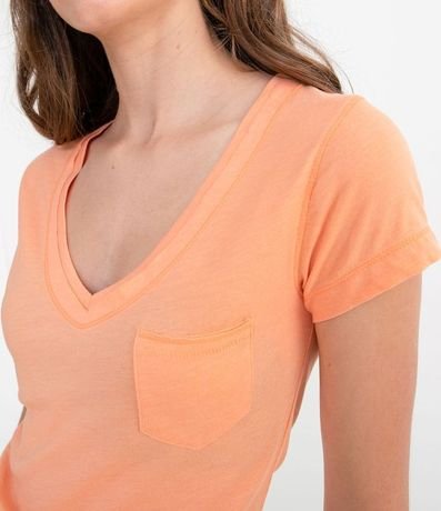 Blusa Básica en Algodón con Manga Corta y Bolsillo Pequeño 3