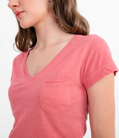 Blusa Básica en Algodón con Manga Corta y Bolsillo Pequeño 3
