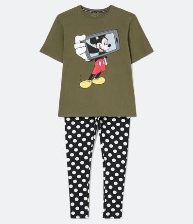 Pijama Manga Corta Lunares Estampa Mickey 1