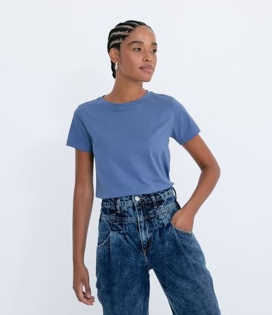 Blusa Alargada Básica en Algodón con Cuello Redondo y Manga Corta 1