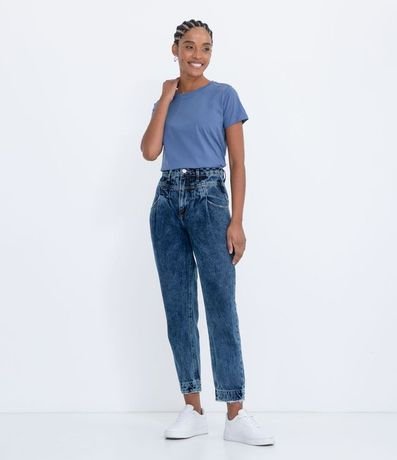 Blusa Alargada Básica en Algodón con Cuello Redondo y Manga Corta 4