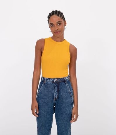 Blusa Cropped sin Manga en Ribana con Cuello Redondo 1