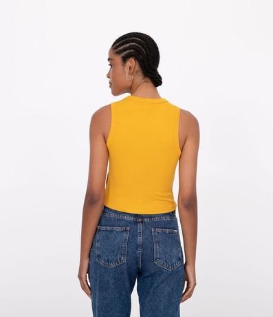 Blusa Cropped sin Manga en Ribana con Cuello Redondo 2