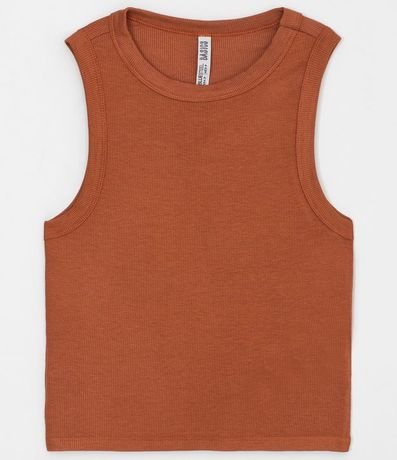 Blusa Cropped sin Manga en Ribana con Cuello Redondo 4
