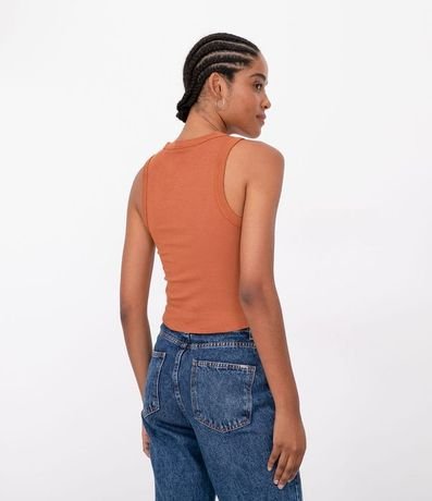 Blusa Cropped sin Manga en Ribana con Cuello Redondo 2