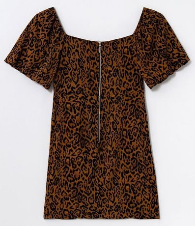 Vestido Manga Corta Abullonada Estampado Animal Print 8