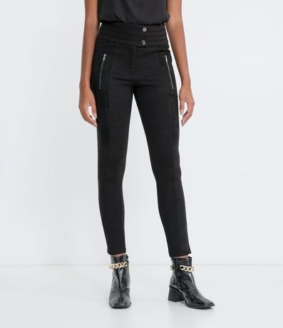 Pantalón Legging con Cintura Diferenciado y Cremallera 1