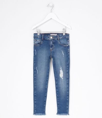 Pantalón Jeans Infantil Liso con Terminación Gastada - Talle 5 a 14 años 1