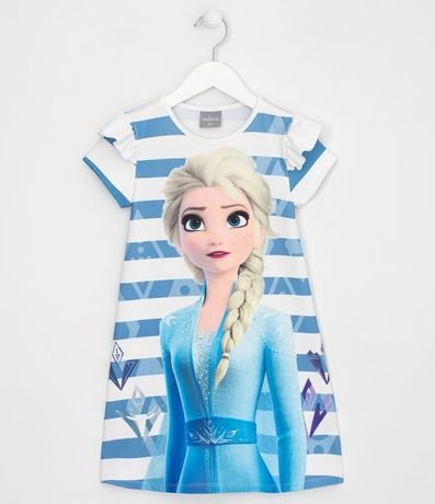 Vestido Infantil con Rayas Estampado Frozen - Talle 2 a 10 años 1