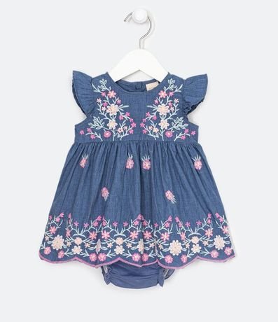 Vestido Infantil con Bordado Floral - Talle 0 a 18 meses 1
