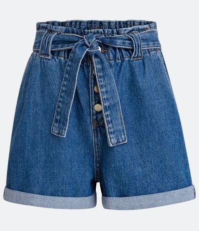 Short Clochard Jeans con Barra Doblada y Cinturón 6