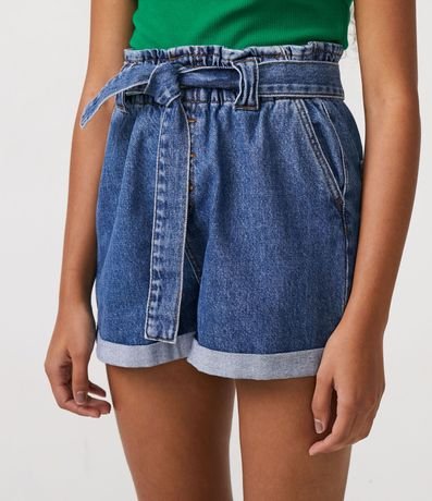 Short Clochard Jeans con Barra Doblada y Cinturón 2