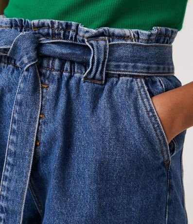 Short Clochard Jeans con Barra Doblada y Cinturón 4