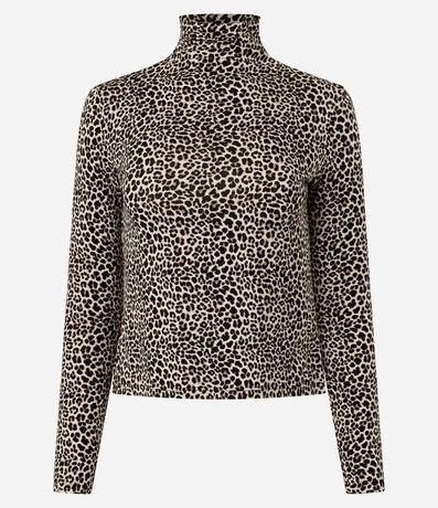 Blusa Animal Print con Cuello Alto