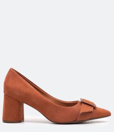 Zapato con Hebilla y Taco Bloque Satinato