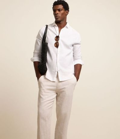 Pantalón Liso en Lino con Bolsillo 2