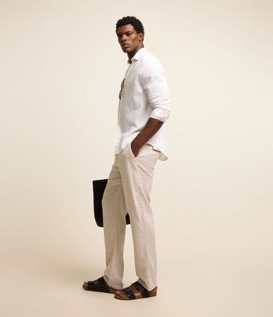 Pantalón Liso en Lino con Bolsillo 5