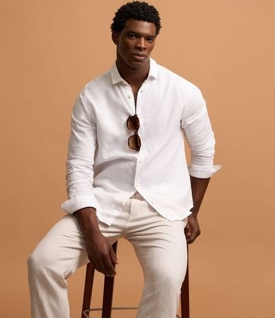 Pantalón Liso en Lino con Bolsillo 6