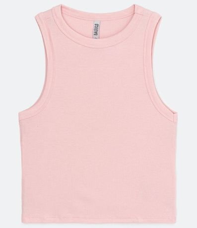 Blusa Cropped sin Manga en Ribana con Cuello Redondo 6