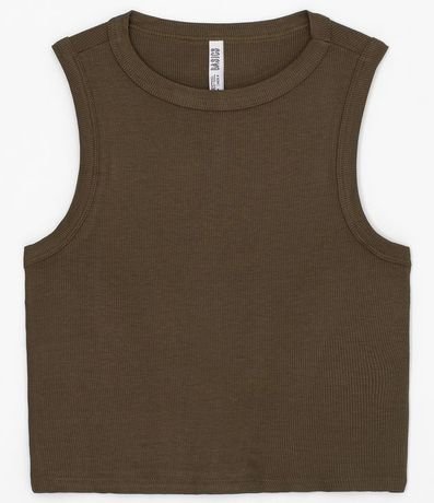 Blusa Cropped sin Manga en Ribana con Cuello Redondo 4