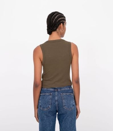 Blusa Cropped sin Manga en Ribana con Cuello Redondo 2