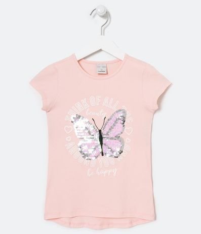 Remera Infantil Estampa Mariposa con Glitter - Tam 5 a 14 años 1
