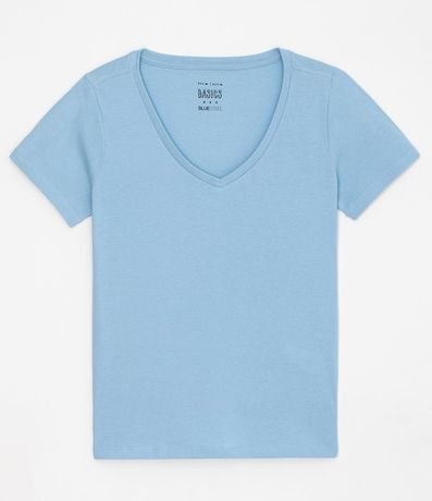 Blusa Básica en Algodón con Escote V y Manga Corta 4
