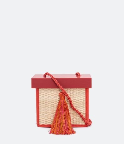 Cartera Transversal Paja con Tapa en Acrilico Satinato