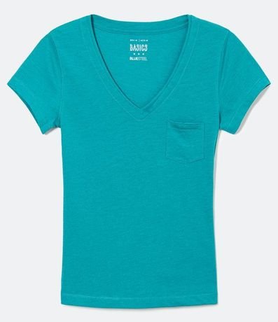 Blusa Básica en Algodón con Manga Corta y Bolsillo Pequeño 5