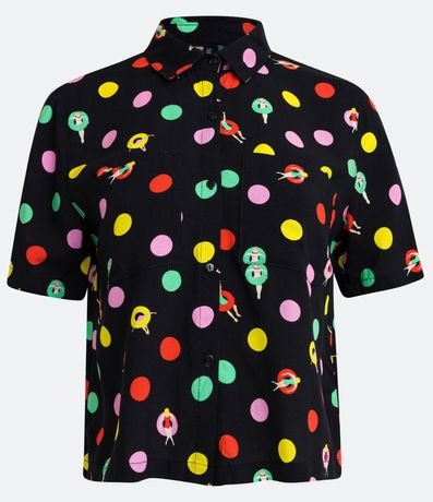 Camisa Cropped en Viscosa con Estampados de Colores 1