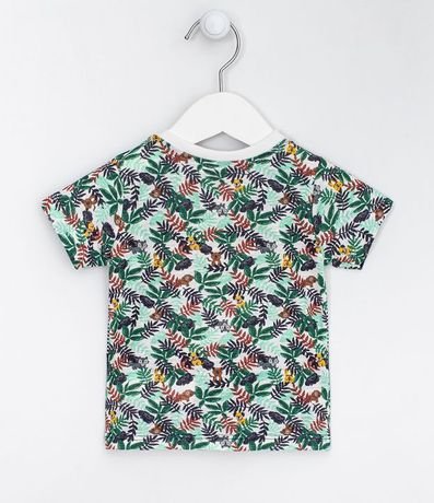 Conjunto Infantil Camiseta Estampada de Follaje y Bermuda Saruel - Tam 0 a 18 meses 3