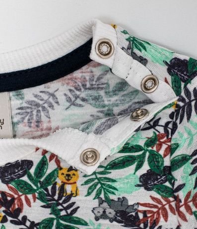 Conjunto Infantil Camiseta Estampada de Follaje y Bermuda Saruel - Tam 0 a 18 meses 4