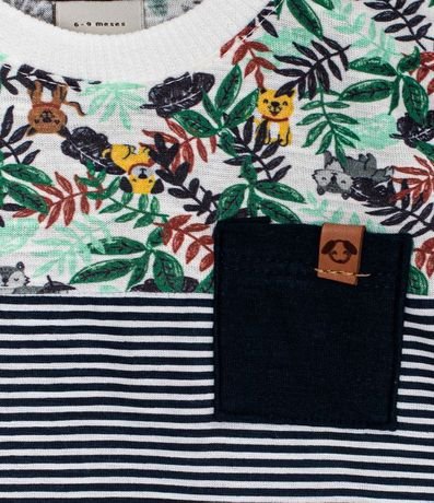 Conjunto Infantil Camiseta Estampada de Follaje y Bermuda Saruel - Tam 0 a 18 meses 5