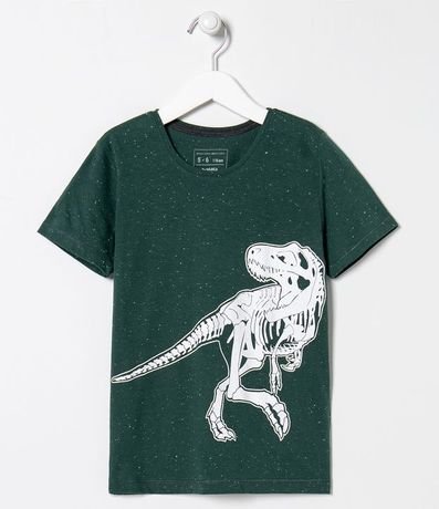 Camiseta Infantil Estampa Esqueleto Dinosaurio Brilla en la Oscuridad - Talles 5 a 14 años 1