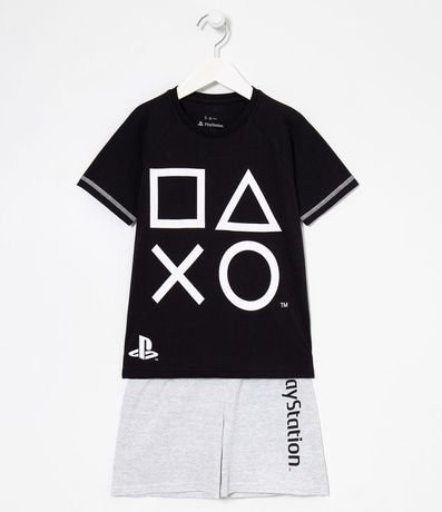 Pijama Infantil Curto Estampa Playstation - Tam 5 a 14 años 1