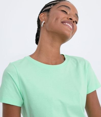 Blusa Alargada Básica en Algodón con Cuello Redondo y Manga Corta 3