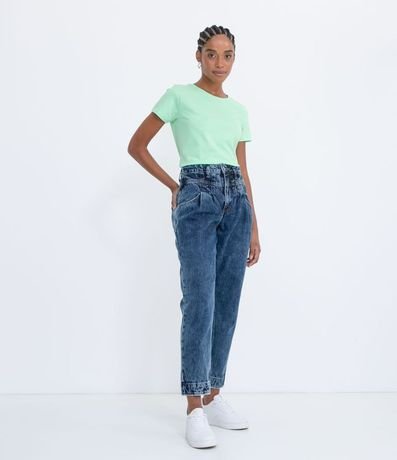 Blusa Alargada Básica en Algodón con Cuello Redondo y Manga Corta 4
