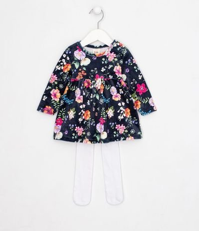 Vestido Infantil Estampa de Flores con Media Pantalón - Tam 0 a 18 meses 1
