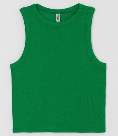 Blusa Cropped sin Manga en Ribana con Cuello Redondo 1
