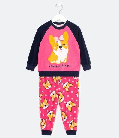Pijama Infantil Largo en Polar Bordado de Perrita - Tam 1 a 4 años 1