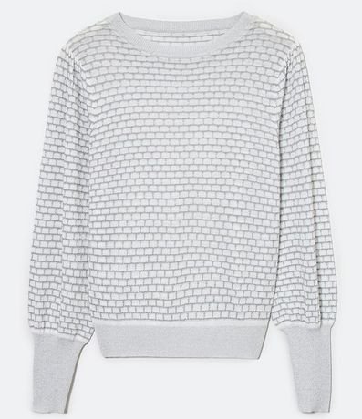 Blusa Manga Larga Abullonada en Tejido de Punto Texturizada 6