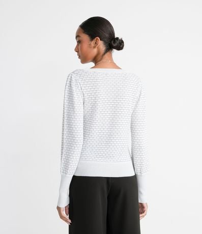 Blusa Manga Larga Abullonada en Tejido de Punto Texturizada 2