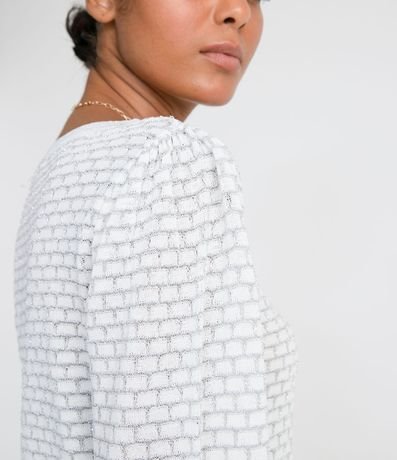 Blusa Manga Larga Abullonada en Tejido de Punto Texturizada 4