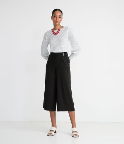 Blusa Manga Larga Abullonada en Tejido de Punto Texturizada 5