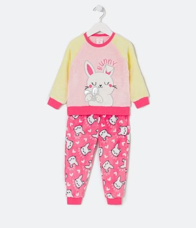 Pijama Largo Infantil en Fleece con Bordado de Conejo - Talle 1 a 5 años 1